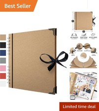 Durable Brown Photo Album Scrapbook - 8 x 8 Inch, 60 Pages for Lasting Memories