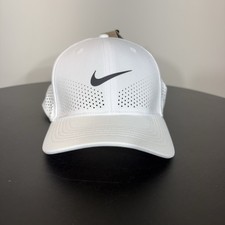 New Nike Dri-Fit Rise White M/L Stretch Flex Fit Hat FB5633-100 32 Unisex Golf