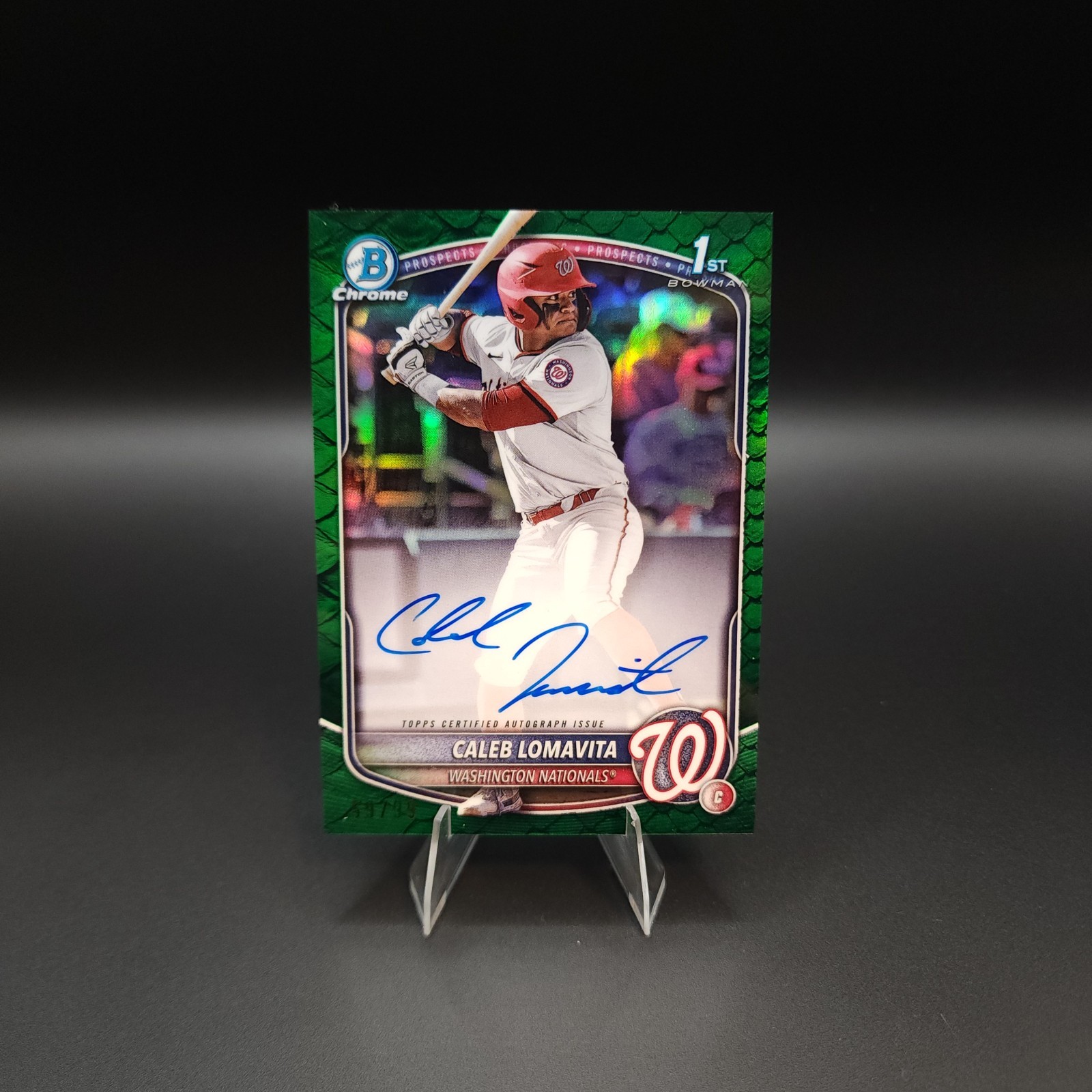 2025 Bowman Chrome CALEB LOMAVITA AUTO Green Reptilian /99 #CPA-CLO Nationals