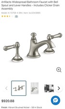 Kohler Artifacts Widespread Faucet Set Spout  Handles Vibrant Brushed Nickel