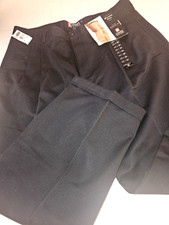 NWT Chaps Mens Classic Fit Navy Blue Pants 42W x 30L Pleated Cotton Cuffs Loop