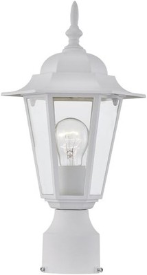 White Outdoor Post Light, Pole Lantern, E26 Base 60W Max, Aluminum Housing Plus