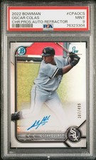 2022 Bowman Chrome Oscar Colas Prospect Auto Refractor /499 PSA 9