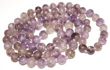 SPECTACULAR 46in vtg flawless Chinese carved amethyst gemstones Necklace #146 