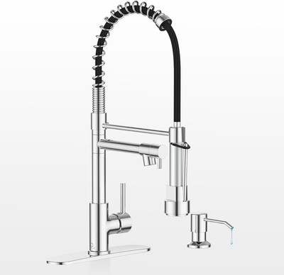 Kitchen Faucet with Soap Dispenser, Kitchen Faucet with Deck Plate and Dual Func