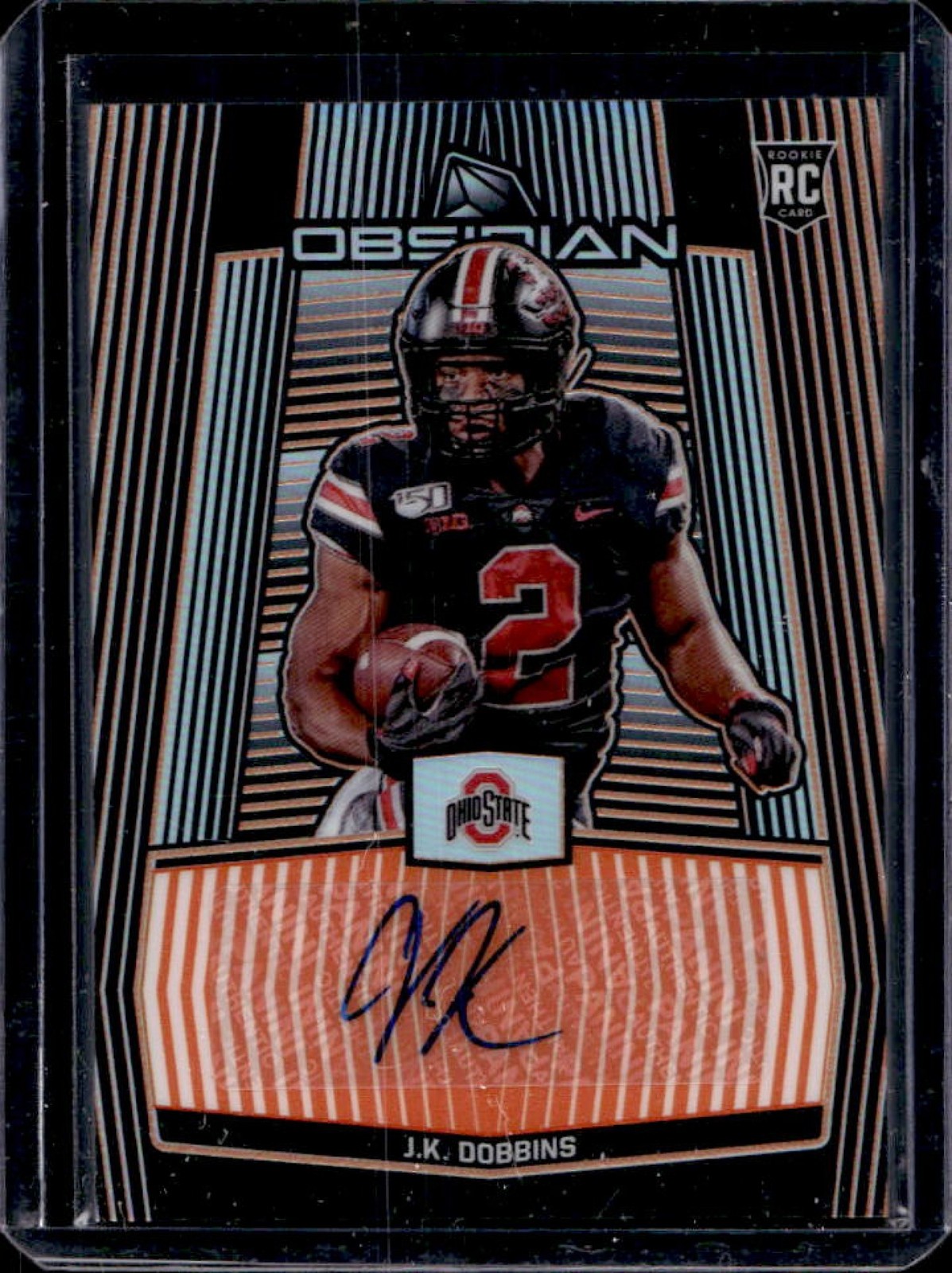 JK Dobbins Panini Obsidian Draft Picks Autographs #32 Autograph Orange Electric Etch