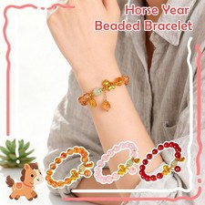 2026 Chinese New Year Horse Beaded Pendant Stretch Bracelets Colorful, S2O9