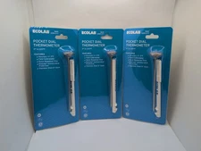 Lot Of 3 Ecolab 5'' Stem Pocket Dial Thermometer  1" Dial 0-220°F S. Steel 
