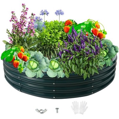 Zbzbml Durable Round Steel Raised Garden Bed Painted Planting