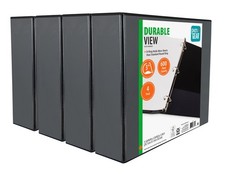 3-inch Durable View Binder, Black, 4 Pack