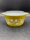 Vintage Pyrex Avocado Green Crazy Daisy Spring Blossom 473 1QT Casserole Dish