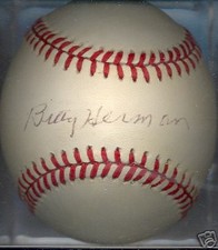 Billy Herman Chicago Cubs Autographed Signed ONL Bartlett Giamatti Baseball HOF