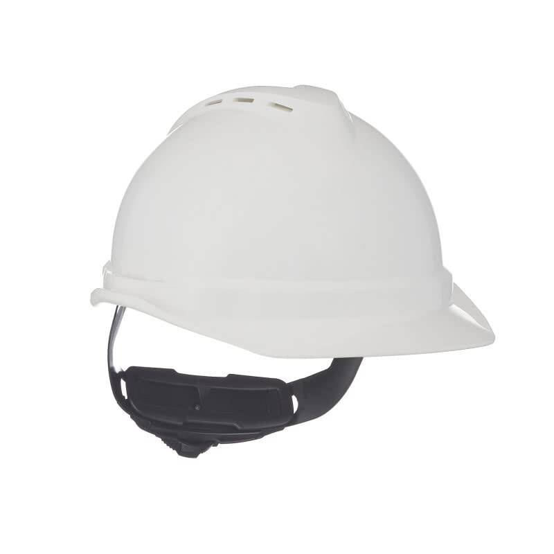 MSA WHITE V Gard ANSI OSHA Construction HARD HAT VENTED 6 PT Ratchet Suspension