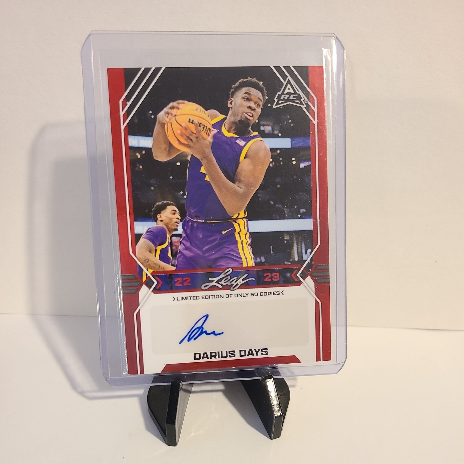 Darius Days Rockets Card DARIUS DAYS Rockets LSU 2022-23 Leaf Basketball RED Autograph Only 50 ...