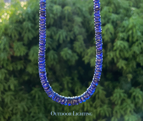 Natural Deep Blue Sapphire Faceted Beaded Necklace 5-7mm with 9K Gold Clasp 17" - Picture 5 of 5