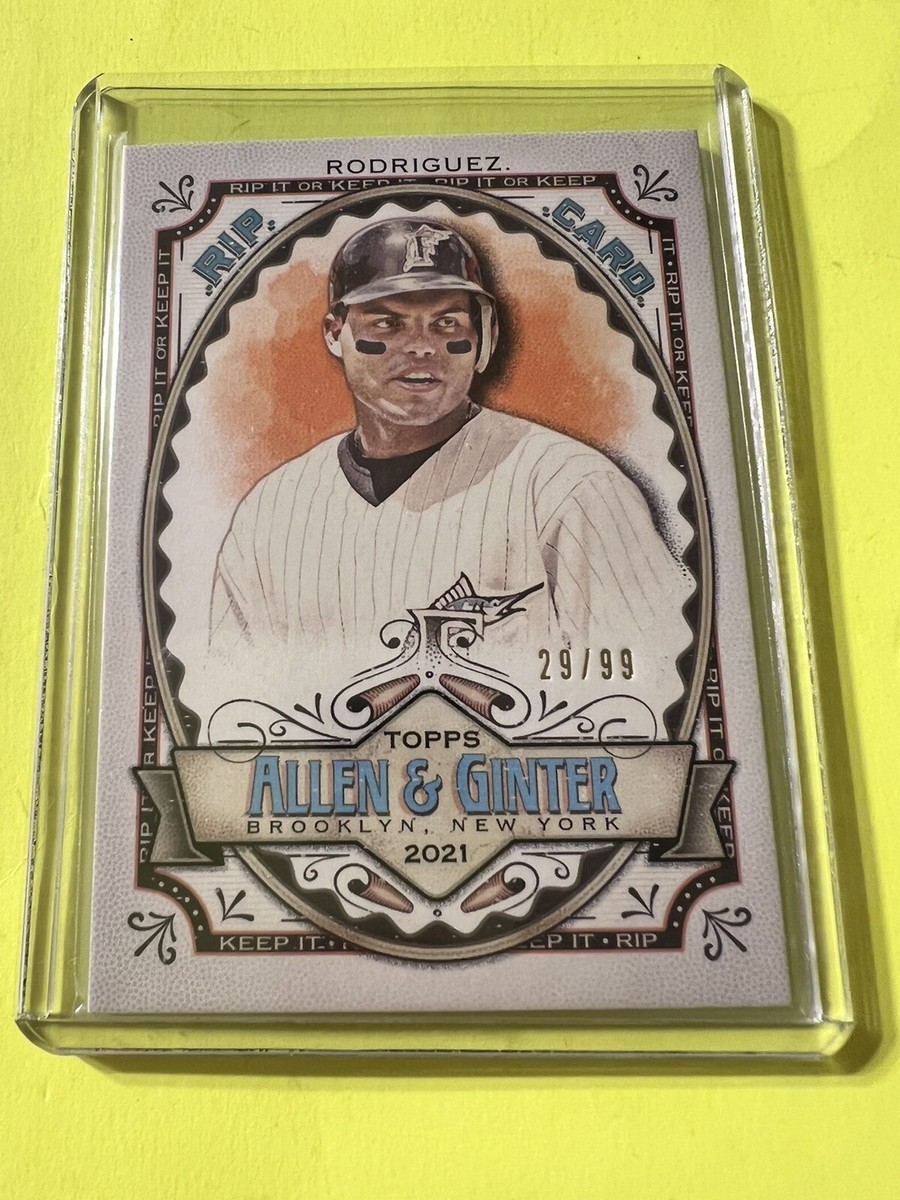 2021 TOPPS ALLEN & GINTER BASEBALL Ivan Rodriguez RIP CARD # 29/99 