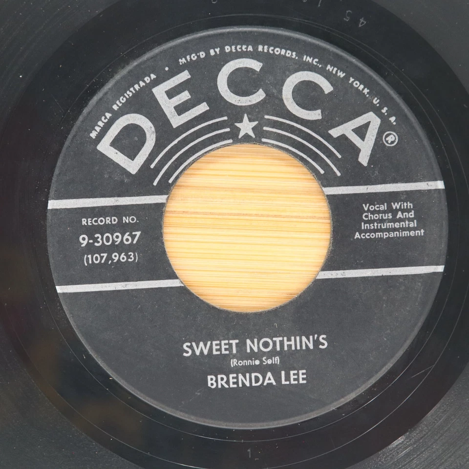 BRENDA LEE - WEEP NO MORE MY BABY / SWEET NOTHIN'S - ROCKABILLY 45 - Image 2 of 2