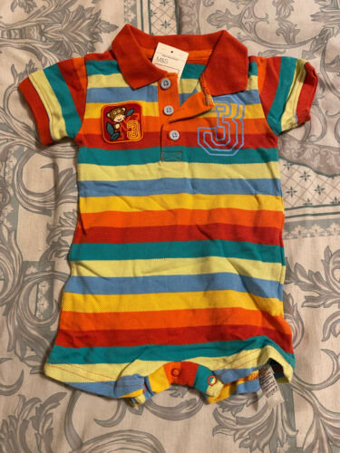 Marks and Spencer Baby Grow Monkey 3 Multicoloured Stripe 3-6 months New - Zdjęcie 1 z 2