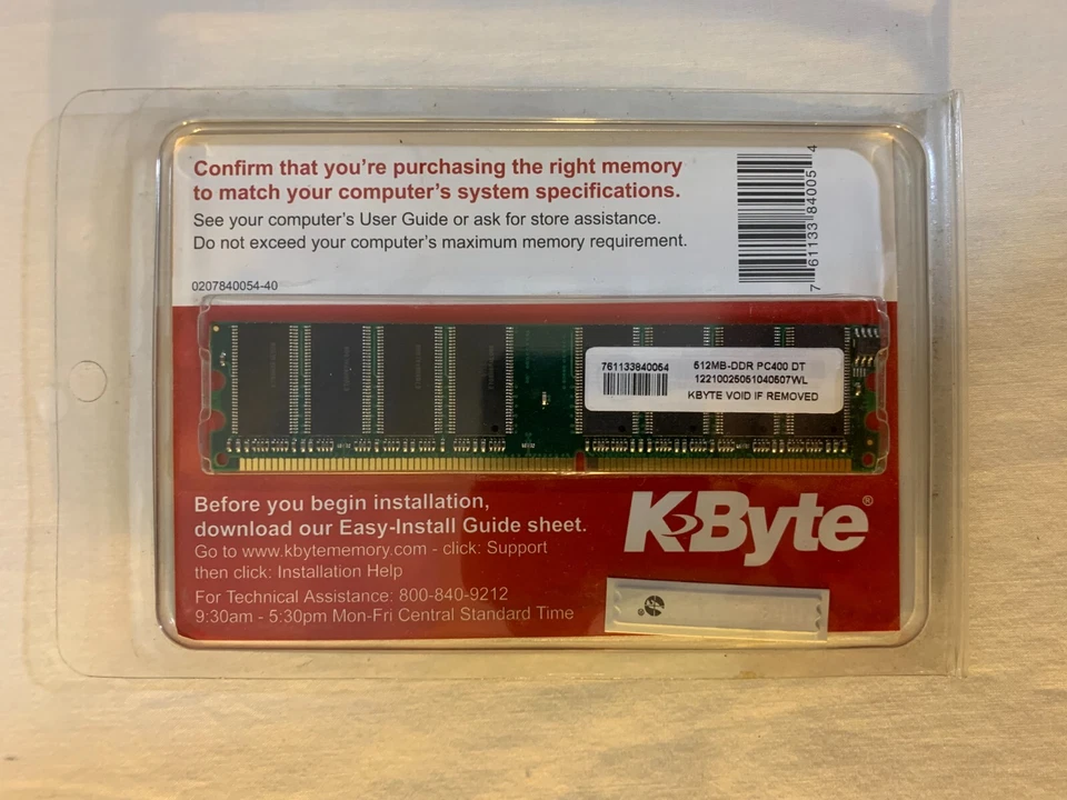 Kbyte Memory Upgrade 512MB PC3200 DDR DT Desktop 184 Pin DIMM - Image 2 of 4