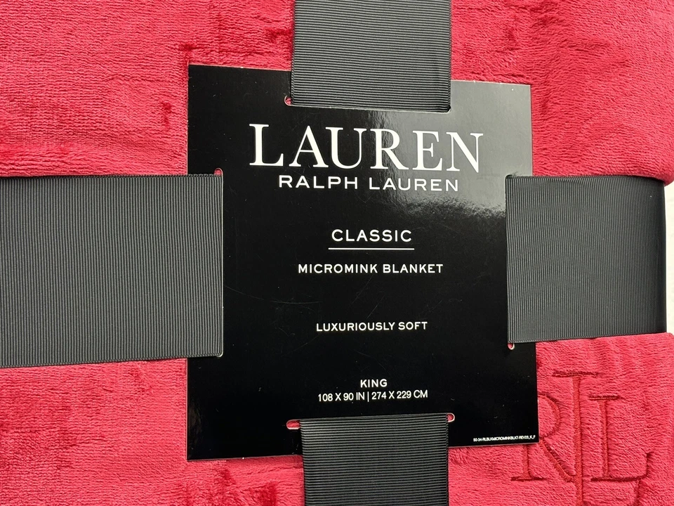 Manta Micromink Clásica Ralph Lauren San Valentín Roja Suave King Talla 108"x90" Foto 4 de 4