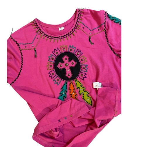 Women’s Large T-Shirt Pink Short Sleeve Scoop Neck Embellished Tee Sassy Sistas - Picture 5 of 15