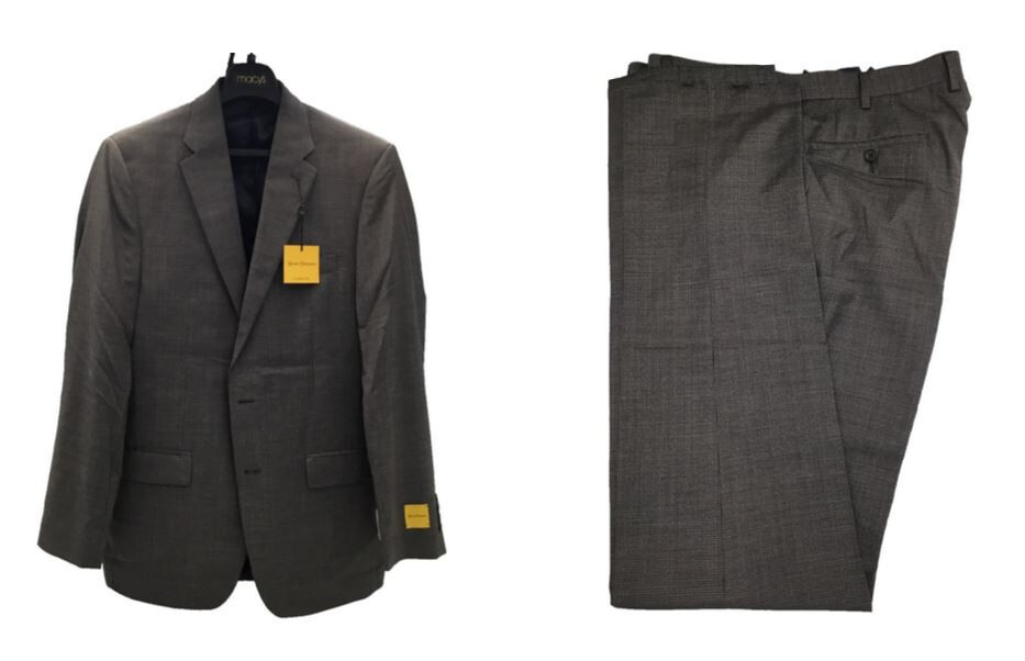 Шерстяной костюм Hickey Freeman Classic Fit Jacket 42L с брюками 36W- Темно-серыйбирюзовый 58490₽