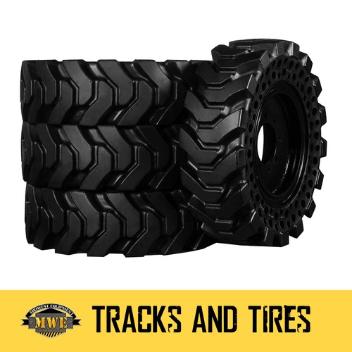 10x16.5 (30x1016) SET OF FOUR Solid Skid Steer Tires With Rims