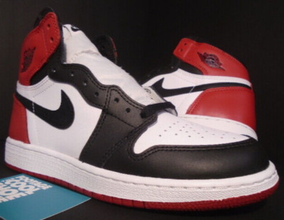 NIKE AIR JORDAN 1 RETRO I HIGH OG BG WHITE BLACK TOE RED BRED 