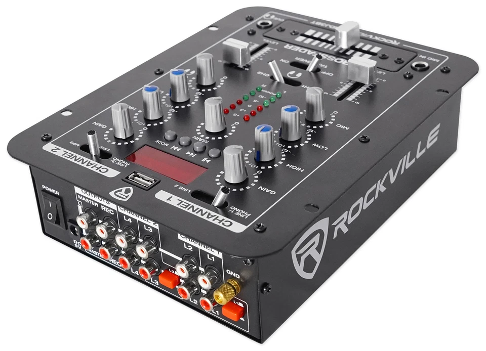 Rockville RDJ3BT 2 Channel DJ Mixer with USB, Bluetooth, Talkover, 4 Line Inputs - Image 4 of 4