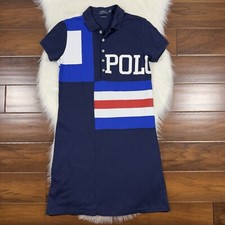 Polo Ralph Lauren Women's Size Small Blue Logo The Mesh Mini Polo Shirt Dress