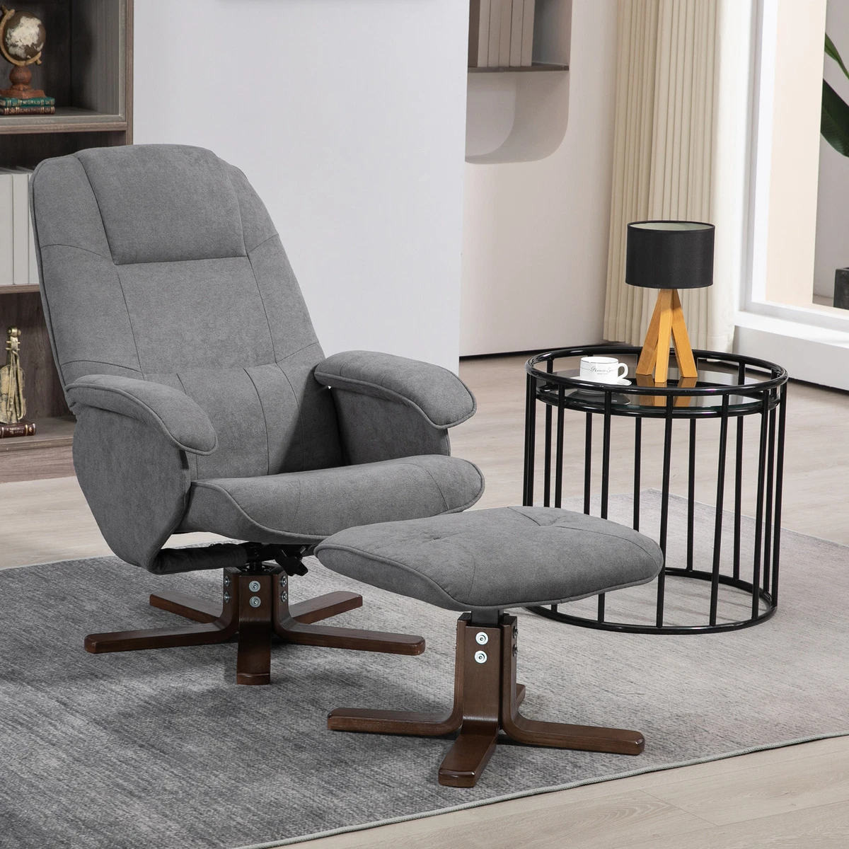 Chair with reclining back and ottoman deals