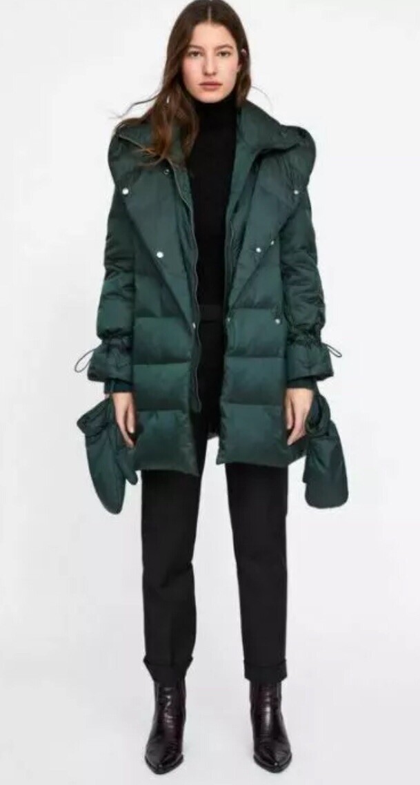 zara green puffer