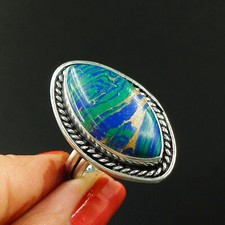 Natural Copper Chalcedony Gemstone 925 Sterling Silver Ring Size 8 US