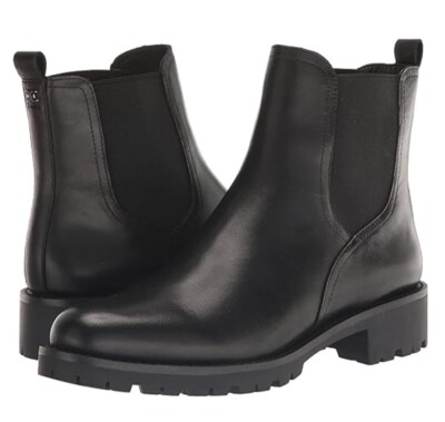 🔥 NEW Sam Edelman Jazmine Black Leather Water Resistant Chelsea Boot Size 