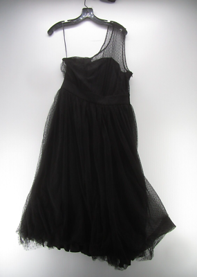 Modcloth Dress Women Large Black Formal Gown One Shoulder Cocktails Mini  Sheer