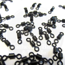 Matt Black Rolling Swivels Sizes 8, 12 or 16 Big Eye, Long Carp Coarse Fishing