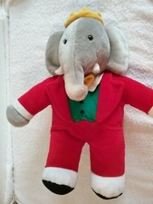 GUND Babar the Elephant Plush Vintage 1988 Stuffed Animal Red Suit  Crown 14"