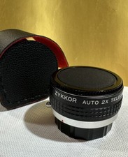 Zykkor Auto 2x Teleconverter OM w/ Both Lens Covers Original Box Made In Japan
