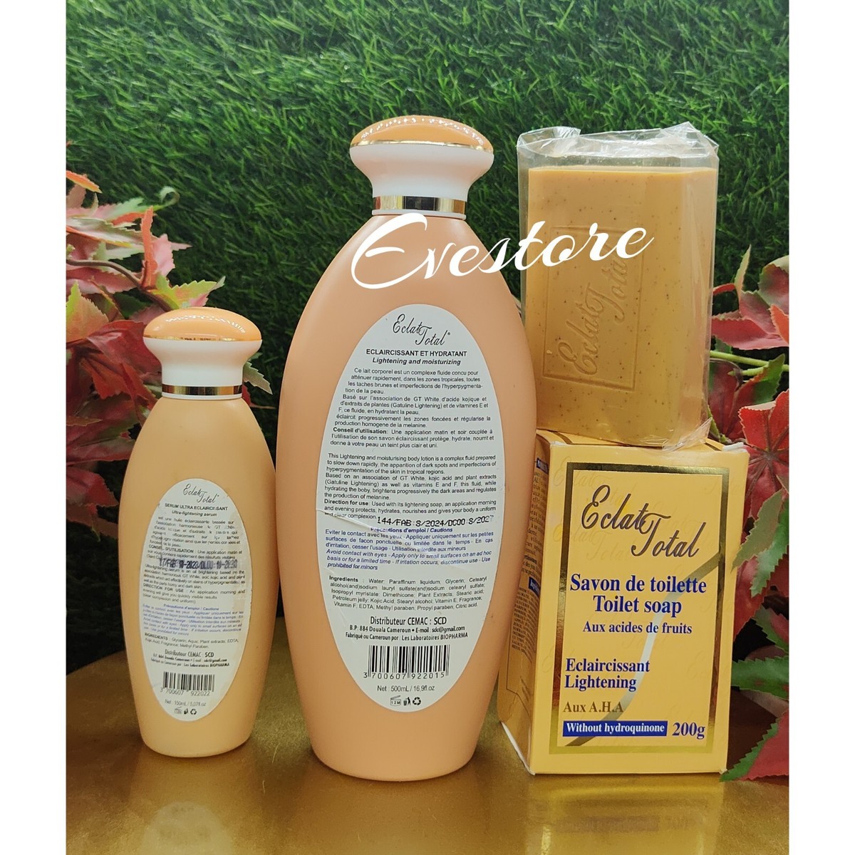 Eclat total light and moisturizing body lotion + Serum + Soap