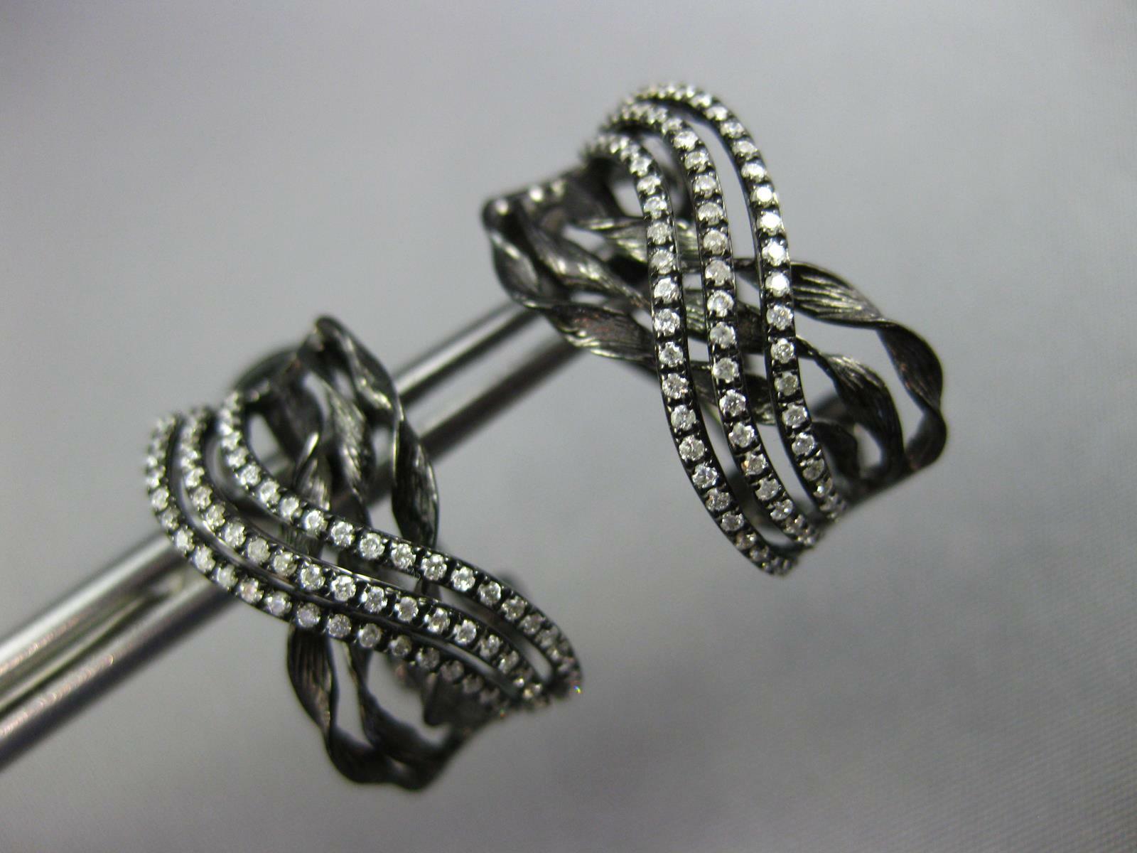 ORECCHINI DA APPENDERE .35 CT DIAMANTE ORO NERO 14KT 3D MULTI FILA CROCE CLIP ON