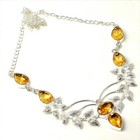 Yellow Citrine Gemstone Handmade 925 Sterling Silver Jewelry Necklaces Sz 18"
