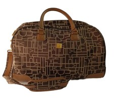 Vintage DVF Diane Von Furstenberg Brown Tan Classic Logo Luggage Overnight Bag