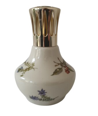 Lampe Berger En Porcelaine De Paris - Décor Floral - Occasion En état Fonctionnel