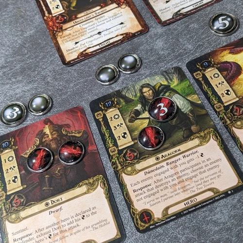 The Lord of the Rings The Card Game Inspired Unofficial Glass and Metal Tokens
