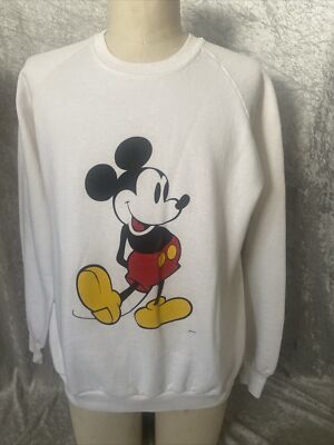 Vintage Mickey Mouse Sweater Men's XL White Disney Designs 90s USA
