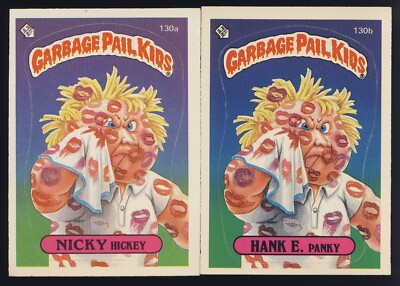 1986 Garbage Pail Kids Base #130a Nicky Hickey & Variation #130b Hank E. Panky