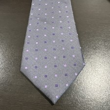CLUB ROOM MENS TIE CHARCOAL GRAY WITH PURPLE AND LILAC SQUARES