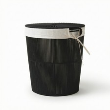 Cesto Portabiancheria con Coperchio Intrecciato per Bagno, Camera da Letto