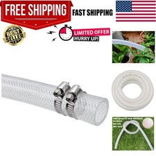 Durable 10 Ft Braided Clear PVC Pipe 1/2" ID 3/4" OD - Kink-Resistant Quality