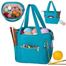 Crochet Bag Organizer for Yarn Storage, Velvet Knitting Tote Bag with Double ...